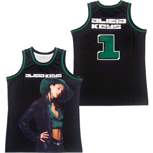 BG basketball jersey #1 ALICIA KEYS Jerseys Embroidery sewing printing Outdoor sportswear Hip-hop Portrait style 2021 summer