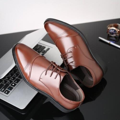 Size 37-48 Men Business Shoes Leather Pointed Toe High Quality Elegant Mens Black/Brown Oxford Shoes for Men Wedding Dress Shoes