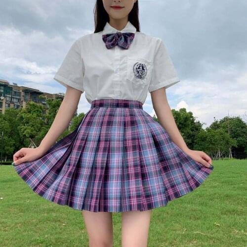 JK plaid skirt Japanese suit high waist original college style pleated skirt student uniform school uniform female charmingskirt