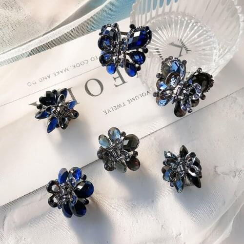 Hair Clip for Women Retro Black Crystal Bow Hair Ornament Light Luxury Compact Hair Accessories Jewelry Wholesale