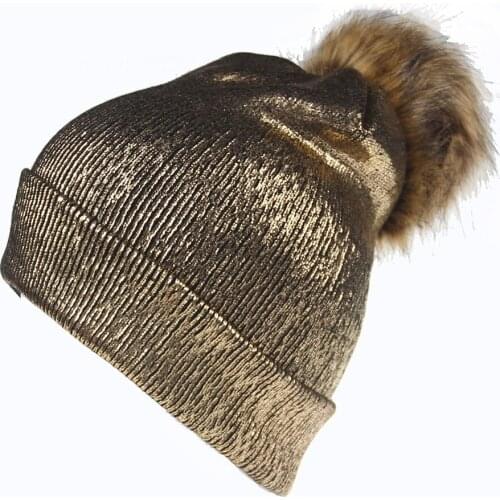 Lady Winter Warm Knitted Hats Girls Knitting Weaving Cap Hair Ball Bronzing Pure Color Knitted Hat Ear Protectors Hat A140