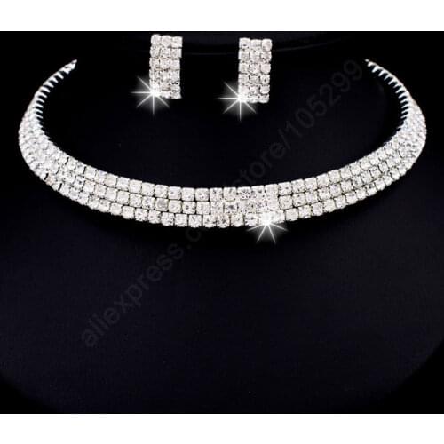Fast Ship Engagement Wedding Genuine 925 Sterling Silver Jewelry Sets Chain SW ELEMENT Crystal Necklace Women Accessories