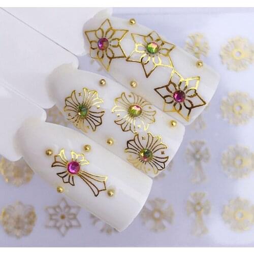 1 Sheet Gold Bronzing 3D Nail Sticker Flower Metalic Paste Beauty Nail Art Decorations Manicure Nails Decal DIY Tips