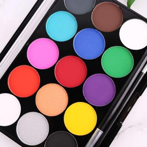 15 Colors Non Toxic Water-soluble Body Pigments Makeup Face Painting Kit With Template Brush for Christmas Fancy Carnival Party