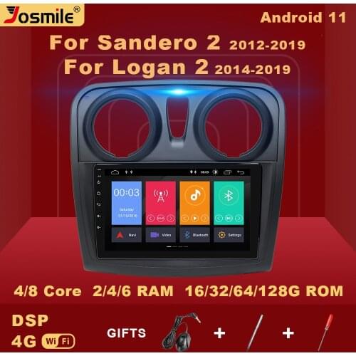 2 din Android 11 Car Multimedia Video Player GPS For Renault Logan 2 Sandero Radio 2014-2019 dvd AI Voice Control 4GB WIFI DSP