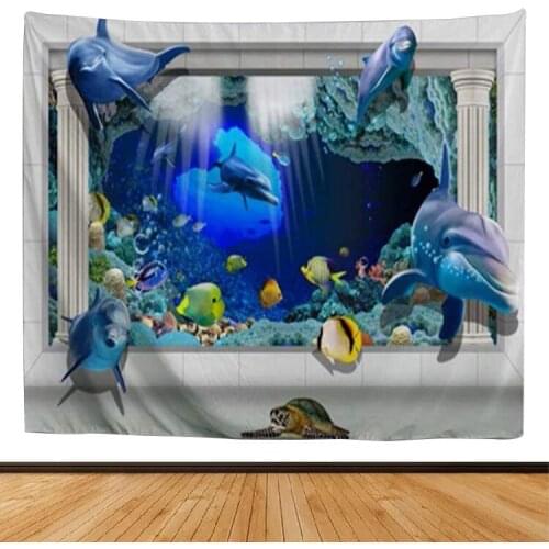 3D stereo design Ocean tapestry wall blanket The Octopus Breaking the Wall Elephant Tiger Art Hall Layout Home decoration