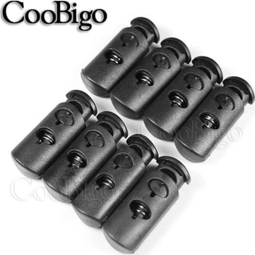 5pcs 2 Holes Cord Lock Push Clip Spring Clasp Toggle Stopper For Strings Cord Paracord Bag Shoelace Elastic Rope Parts