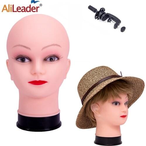 Alileader Cheap New Style 21" PU Block Head Mannequin Head Wig Making Display Styling Head Mount Hole With Free T-pins Doll Head