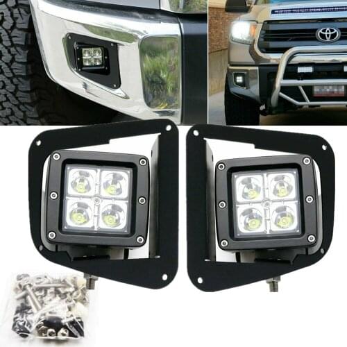 Car 24W LED Pods Fog Light Mounting Brackets For Toyota Tundra 2014-up Front Bumper Fog Lamp