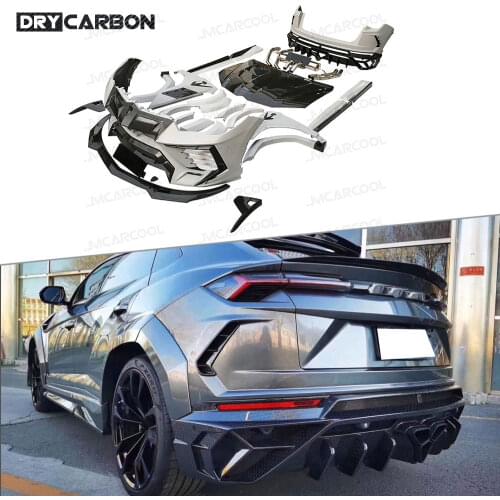 For Lamborghini Urus Front Lip Rear Diffuser Spoiler Side Skirts Bumper Trims Engine Hood Dry Carbon fiber M Style Body Kit