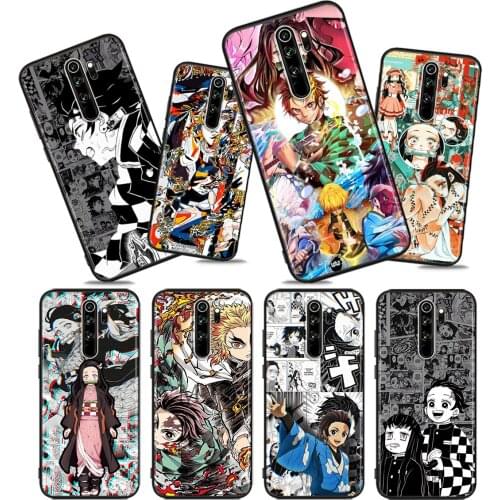 Hot Anime Demon Slayer Soft TPU For Xiaomi Redmi Note10 10S 9T 9S 9 8T 8 7 6 5A 5 4 4X Prime Pro Max Black Phone Case