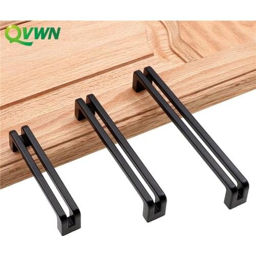 QVWN Zinc Alloy Black Cabinet Handles American style Kitchen Door Pulls Drawer Knobs Furniture Handle