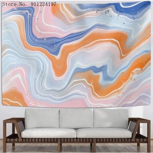 Color Marble Stripes Printing Tapestry Wall Hanging Decor Polyester Table Cover Yoga Beach Towel Color Blooming Tapestries