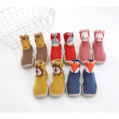 Baby Shoes with Soft Sole Rubber Newborn Cartoon Matching Color Shoes Toddlers Walker Shoes Unisex Anti-slip Shoes Floor Slipper