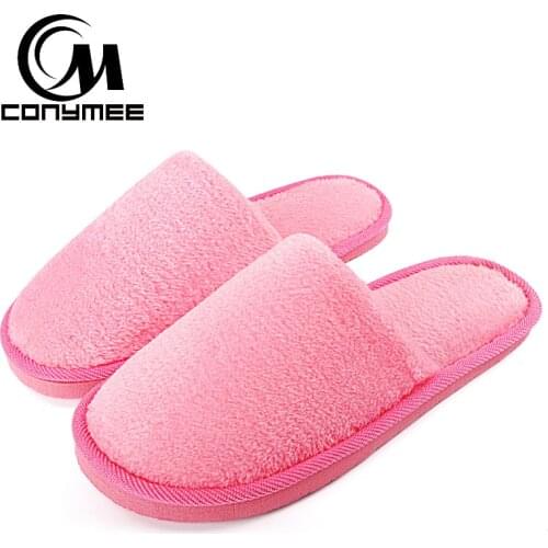 Home Slippers Woman Winter Indoor Floor Casual Shoes Candy Colors Women Furry Slipper Warm Cotton Shoe Soft Plush Slippers Men
