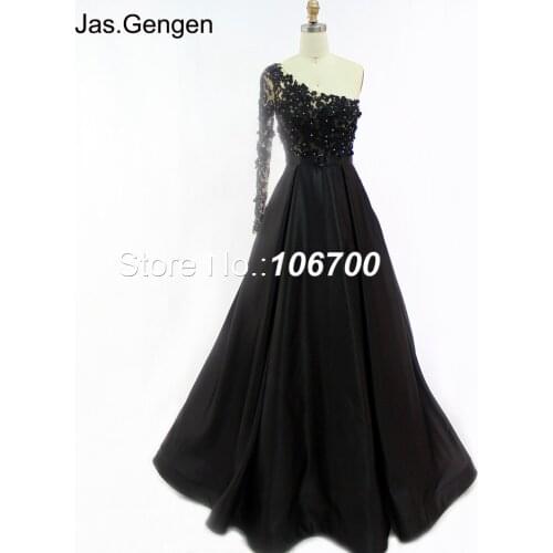 Amazing Real Photos One Shoulder Evening Dress Ballgown 3D Embroidery Flower Lace With Beading Removable Sash Formal Prom Gowns