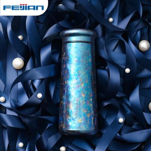 FEIJIAN 280ml Titanium Thermos Bottle Oxidized crystal surface Vacuum Flask Insulated for Tea Portable Thermo Cup with Gift Box
