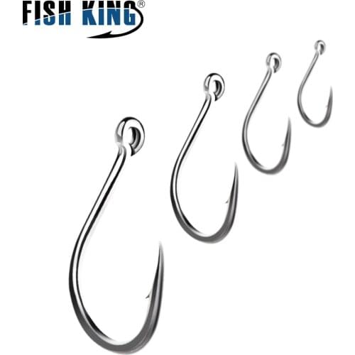 FISH KING 100pcs High Carbon Steel Fishing Hook With Ring 92558 Freshwater Barbed Single Carp Hook Accessories