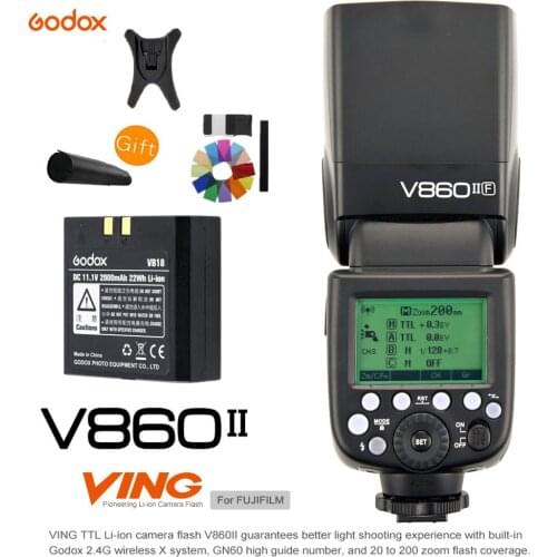 Godox V860II V860II-F GN60 TTL HSS 1/8000S Li-ion Battery Speedlite 2.4G Wireless X System Camera Flash Light for Fujifilm Fuji