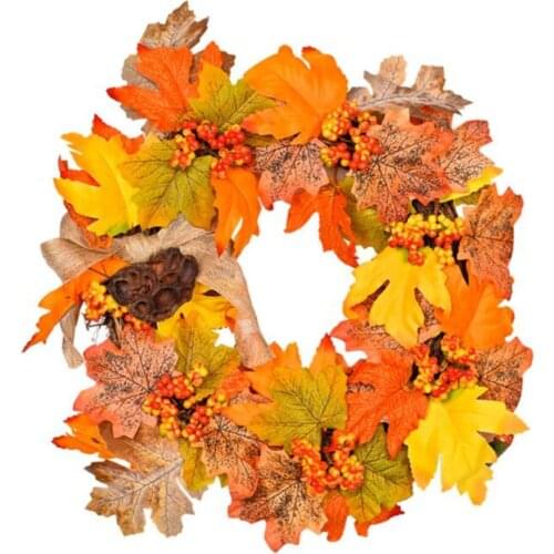 Thanksgiving Garland Leaves Artificial Fall Maple Leaf Wreath Pumpkins Home Harvest Used Indoors Or Outdoors Lotus Flower Rattan