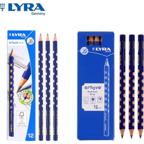 LYRA Groove Slim Graphite Triangle Pencil with Holes 12pcs Correction Writing Posture Grip Position for School Beginner Supplies