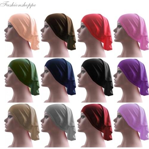 Muslim Islamic Arabian Hijab Tube Underscarf Veil Robe Abaya Inner Caps Hats Mercerized Cotton Elastic Adjustable 40cm*40cm