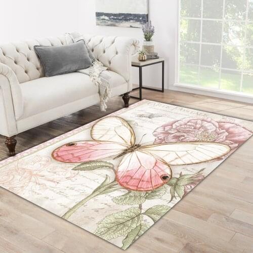 White color butterfly flower insect patterned modern carpet rug free shipping soft textured carpet
