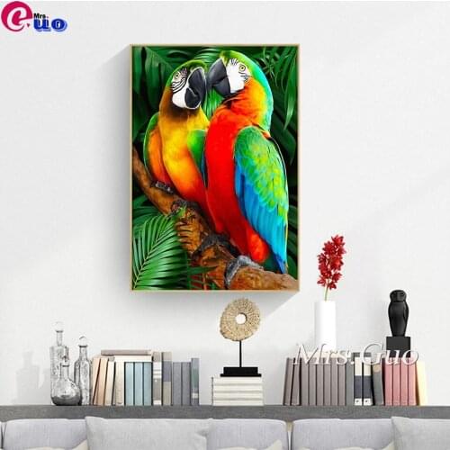 5D DIY Full Drill Square Round Diamond Painting Two Parrots Cross Stitch Embroidery Mosaic Kit Home Decor Needlework Wall Art