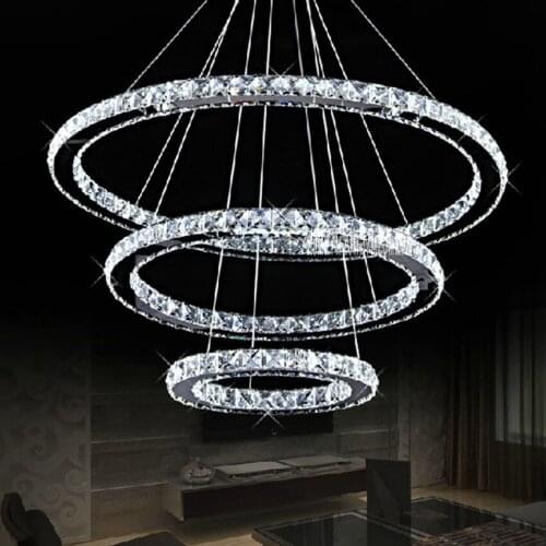 New Creative 3-Rings Crystal Lighting Pendant Lamp Modern Simplicity Living Room Lamp LED Ceiling Lamp Pendant Lights 100-240V
