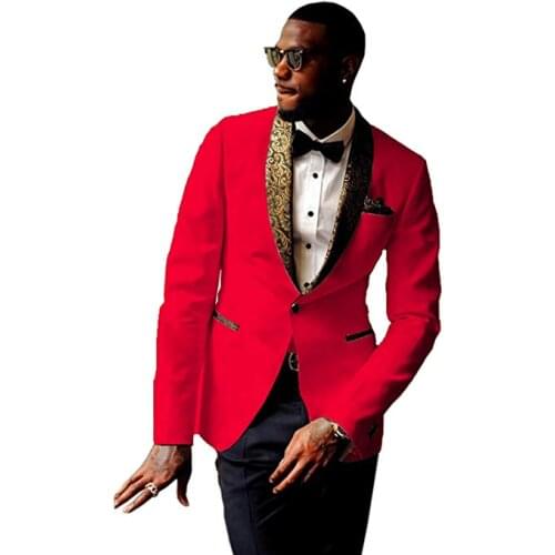 New Style Groomsmen Red Groom Tuxedos Shawl Pattern Lapel Men Suits Wedding Best Man Blazer ( Jacket+Pants+Tie ) C499