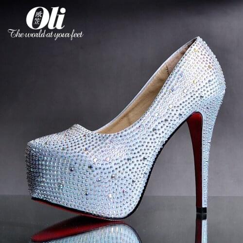 Crystal shoes wedding shoes silver ultra high heels high-heeled shoes Latin dance single shoes ruslana korshunova fashion