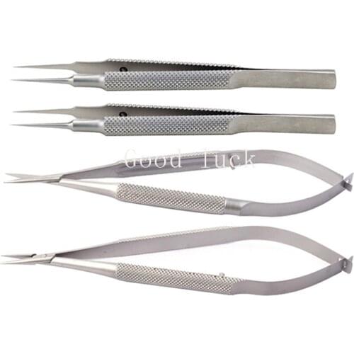 18cm Stainless Steel Ophthalmic Microsurgical Instruments Needle Holder Micro Scissors Tweezers Hand Surgery Tool