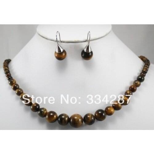 Pretty real nature tigers eye necklace earring set