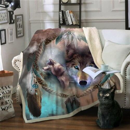 Blanket Throw For Sofa Bed Animal Wolf Printed Soft Warm Autumn Winter Fleece Blanket Bed Cover Bedspread for Children Adult
