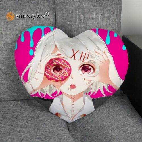 Custom Pillowcase Cover tokyo ghoul Heart Shape zipper Pillow Cover Best Gift Size 41x36cm,47x42cm