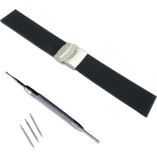 20mm 22mm 24mm Universal Watch Band Silicone Rubber Link Bracelet Wrist Strap Light Soft For Men Women Wristwatch