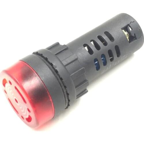 AD16-22SM AC 220V 22mm Flash Light Red LED Active Buzzer Beep Indicator