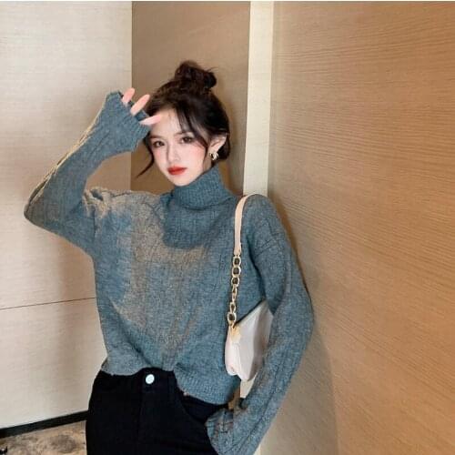 Fropun Sweaters Retro high neck with sweater inside