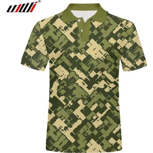 UJWI Man Polo Shirt Brand Mens Casual Green camouflage Summer Polo Shirt Men Short Sleeve High Quantity Pullover US Size
