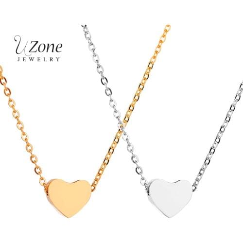 UZone Charming Love Peach Heart Pendant Necklace Titanium Steel Statement Jewelry Boho Heart Choker Necklace for Women