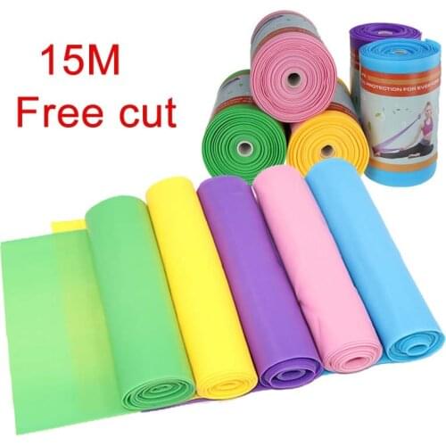15m Yoga Pilates Stretch Resistance Band Exercise Fitness Band Training Elastic Exercise Fitness Rubber Natural Rubber