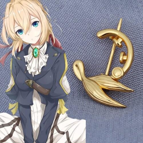 Anime Violet Evergarden Cosplay Brooch Lapel Pin Accessory 925 Sterling Silver Badge Jewelry For Women Girl Suit Collar Backpack