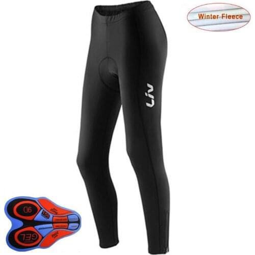 Black/red Liv Winter Cycling Pants 9d Gel Pad Bike Bicycle Trousers Long Culotte Ciclismo Women Thermal Fleece Cycling Wear