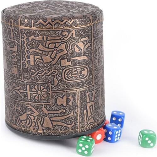 1 pcs Egyptian pattern Brown Leather Rune Dice Cup customize Good Quality Marbit