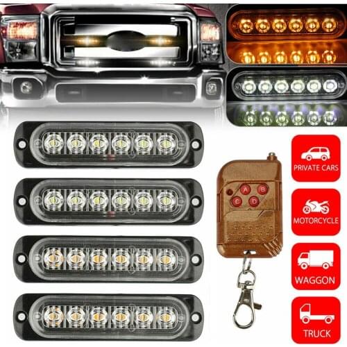 18w 6leds Strobe Dash Emergency Flashing Warning Light For Car Truck Motorcycle 12/24v Yellow Ultra-thin Strobe Warning Lamp