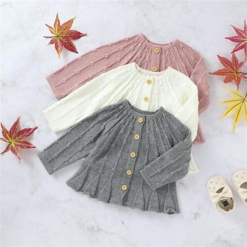 2020 Fall Winter Clothes Kids Baby Girls Sweater Toddler Girl Knitted Long Sleeve Single Breasted Ruffles Sweaters Dresses