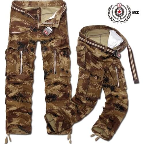 2021 Mens Camouflage Printed Multi-Pocket Casual Army Pants Loose plus Size Workwear Trousers