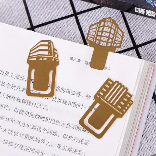 3pcs Gold Painting Tube Books Clip Page Folder Mini Bookmark Fashion Hollow Brass Commemorative Metal Bookmarks Teacher Gift