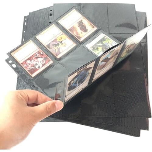 30 pages/Lot, 540 Pockets Top Insert Black Card Pages For Starndard Board Game Cards Top Loading Card Collection Pages