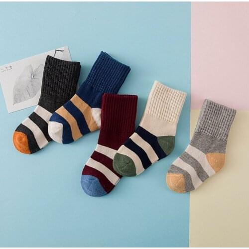 5pairs /lot Good Quality boys girls fashion striped socks Kids cotton socks Children autumn winter Striped socks